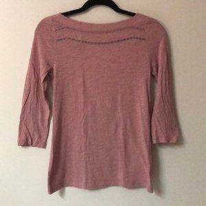 SALE Loft Blush Pink Lace Detail 3/4-Sleeve Shirt